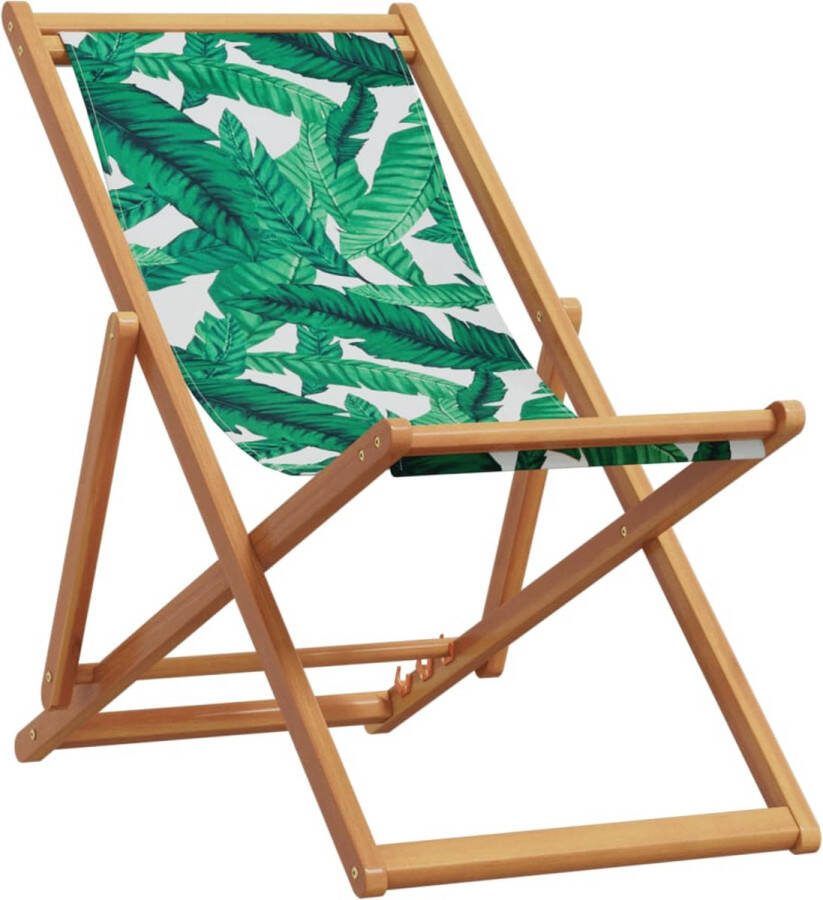 VidaXL Strandstoel inklapbaar bladpatroon eucalyptushout en stof