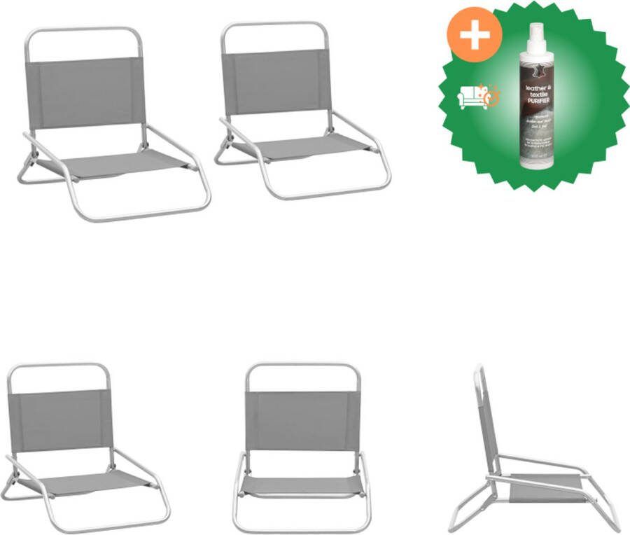 VidaXL Strandstoel Inklapbaar Grijs 51 x 61 x 58 cm Oxford stof met PE coating en staal Set van 2 Tuinstoel Inclusief Reiniger