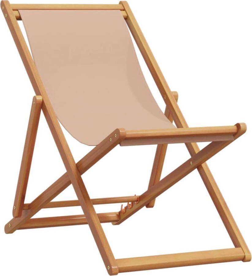 VidaXL Strandstoel inklapbaar massief eucalyptushout en stof taupe