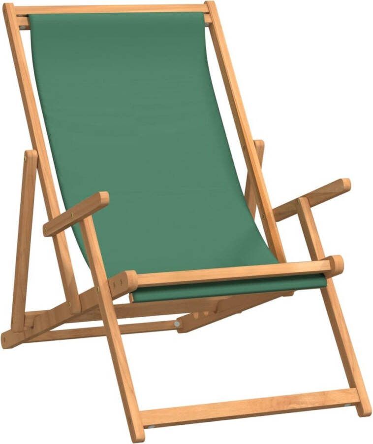 VidaXL -Strandstoel-inklapbaar-massief-teakhout-groen