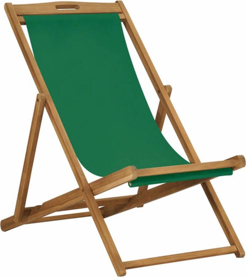 VidaXL -Strandstoel-inklapbaar-massief-teakhout-groen
