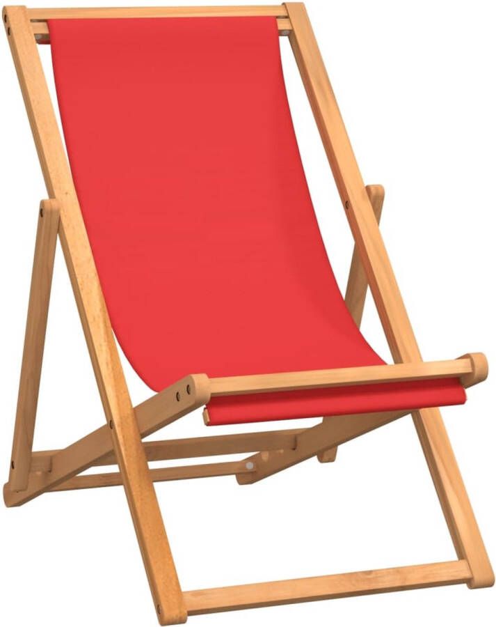 VidaXL -Strandstoel-inklapbaar-massief-teakhout-rood