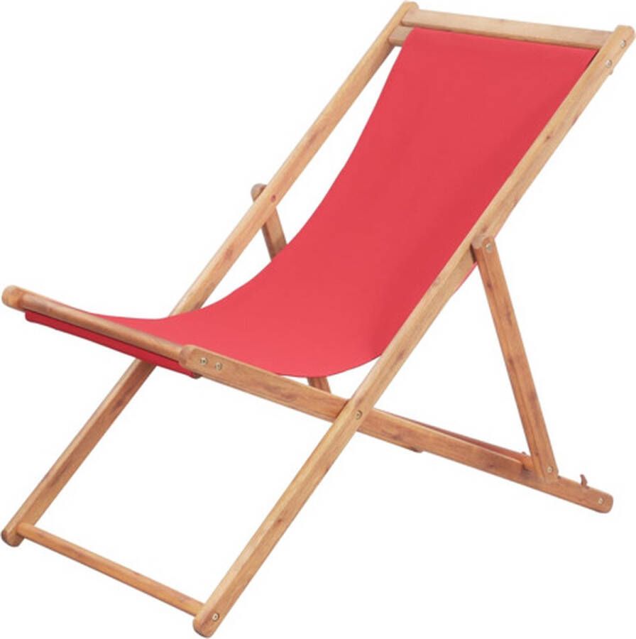 VidaXL -Strandstoel-inklapbaar-stof-en-houten-frame-rood