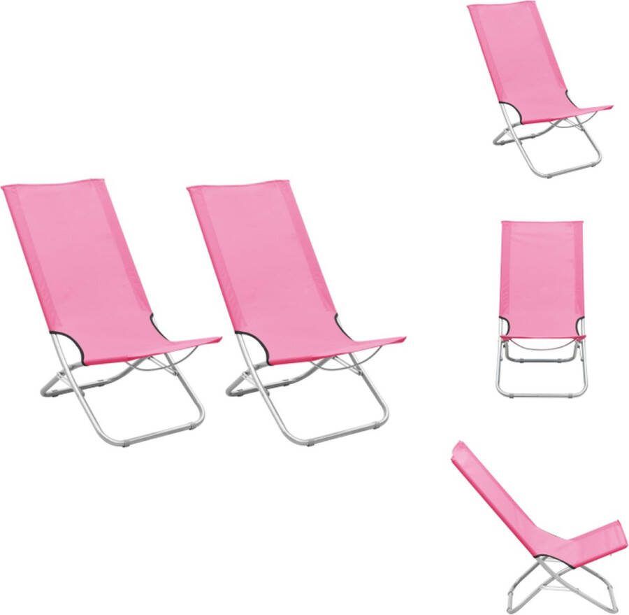 VidaXL Strandstoel Trendy Vrije tijd 48x82x84 cm Roze Tuinstoel