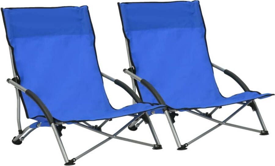 VidaXL -Strandstoelen-2-st-inklapbaar-stof-blauw