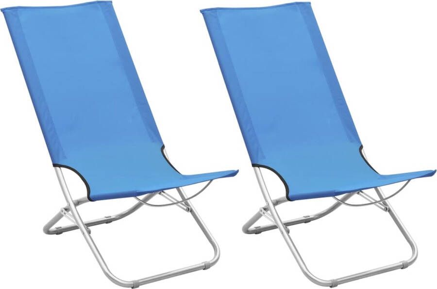 VidaXL Strandstoelen 2 St Inklapbaar Stof Blauw