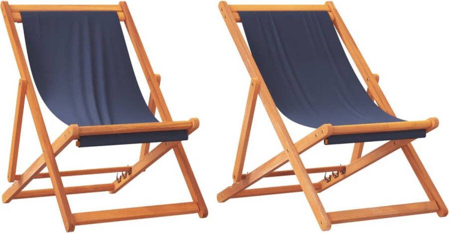 VidaXL Strandstoelen 2 st inklapbaar stof blauw