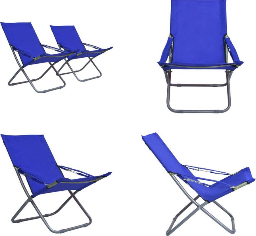 VidaXL Strandstoelen 2 st inklapbaar stof blauw Inklapbare Strandstoel Inklapbare Strandstoelen Stoel Stoelen