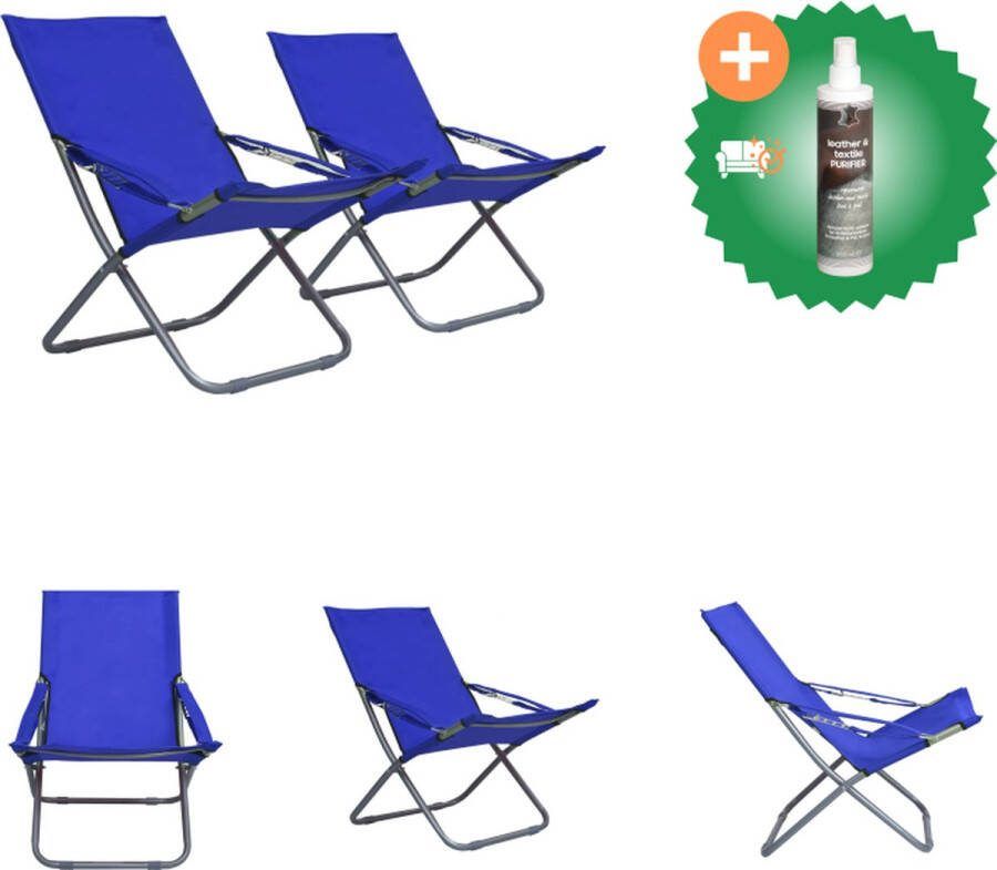 VidaXL Strandstoelen Blauw 58 x 76 x 88 cm Inklapbaar Tuinstoel Inclusief Reiniger