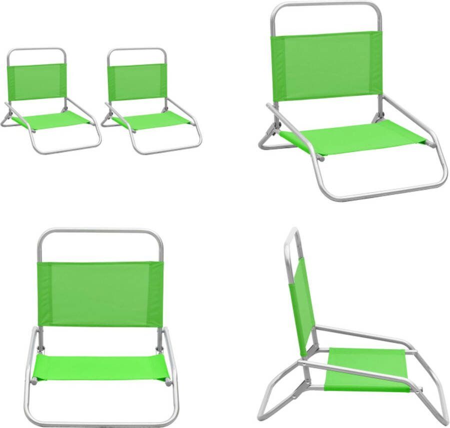 VidaXL Strandstoelen 2 st inklapbaar stof groen Campingstoel Campingstoelen Kampeerstoel Kampeerstoelen