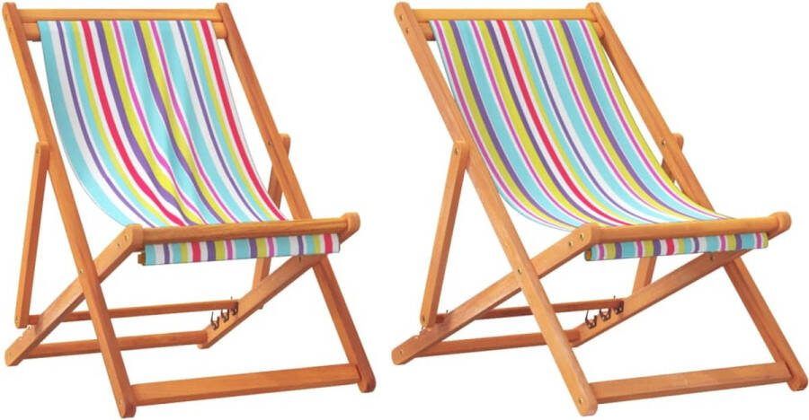 VidaXL Strandstoelen 2 st inklapbaar stof meerkleurig