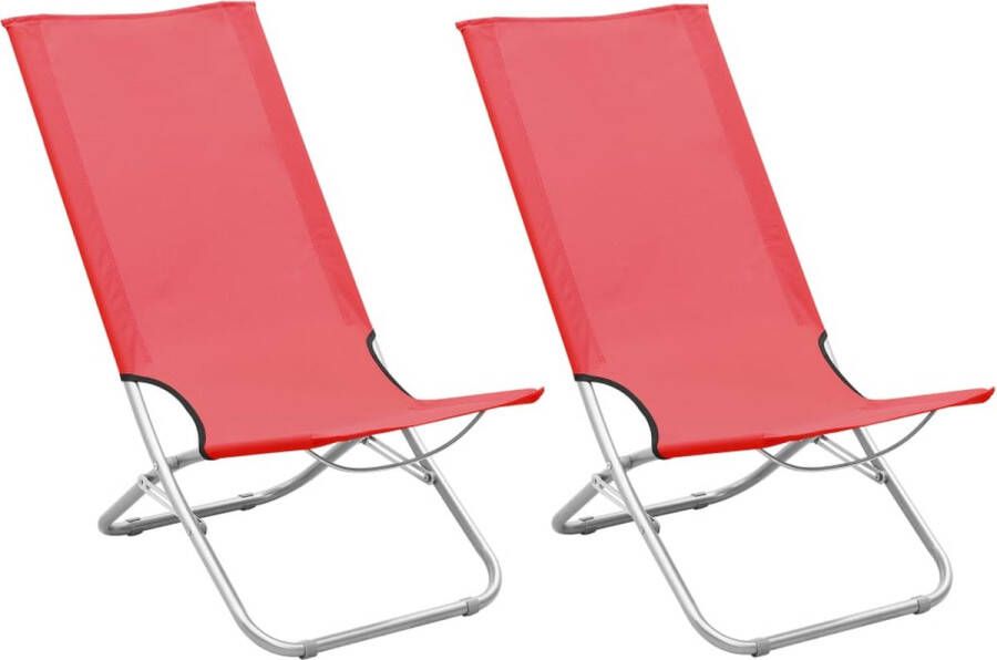 VidaXL -Strandstoelen-2-st-inklapbaar-stof-rood