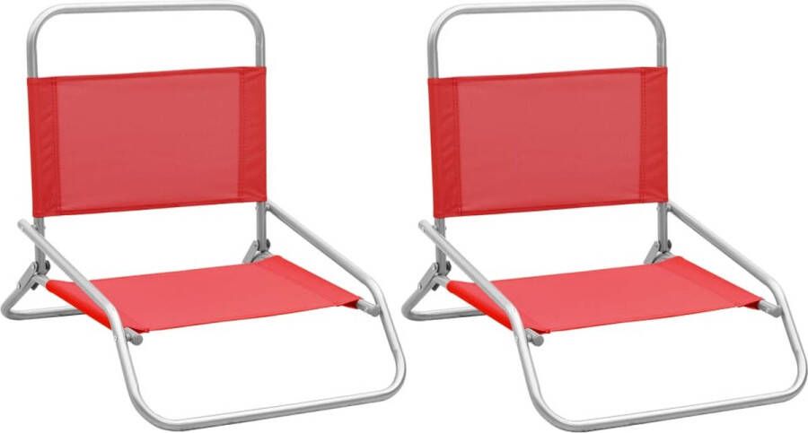 VidaXL -Strandstoelen-2-st-inklapbaar-stof-rood