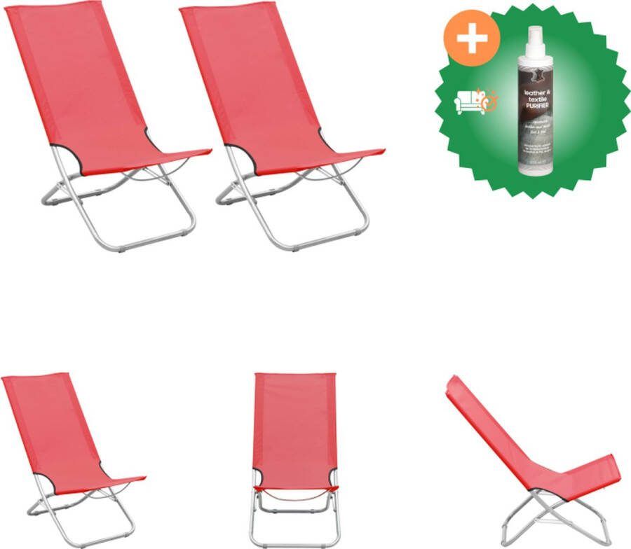 VidaXL Strandstoelen Campingstoelen Rood 48 x 82 x 84 cm Lichtgewicht en inklapbaar Tuinstoel Inclusief Reiniger