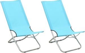 VidaXL Strandstoelen 2 St Inklapbaar Stof Turquoise