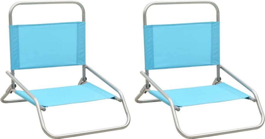 VidaXL -Strandstoelen-2-st-inklapbaar-stof-turquoise