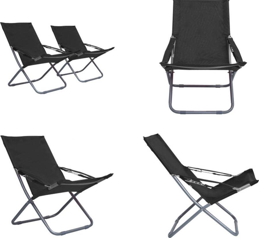 VidaXL Strandstoelen 2 st inklapbaar stof zwart Inklapbare Strandstoel Inklapbare Strandstoelen Stoel Stoelen