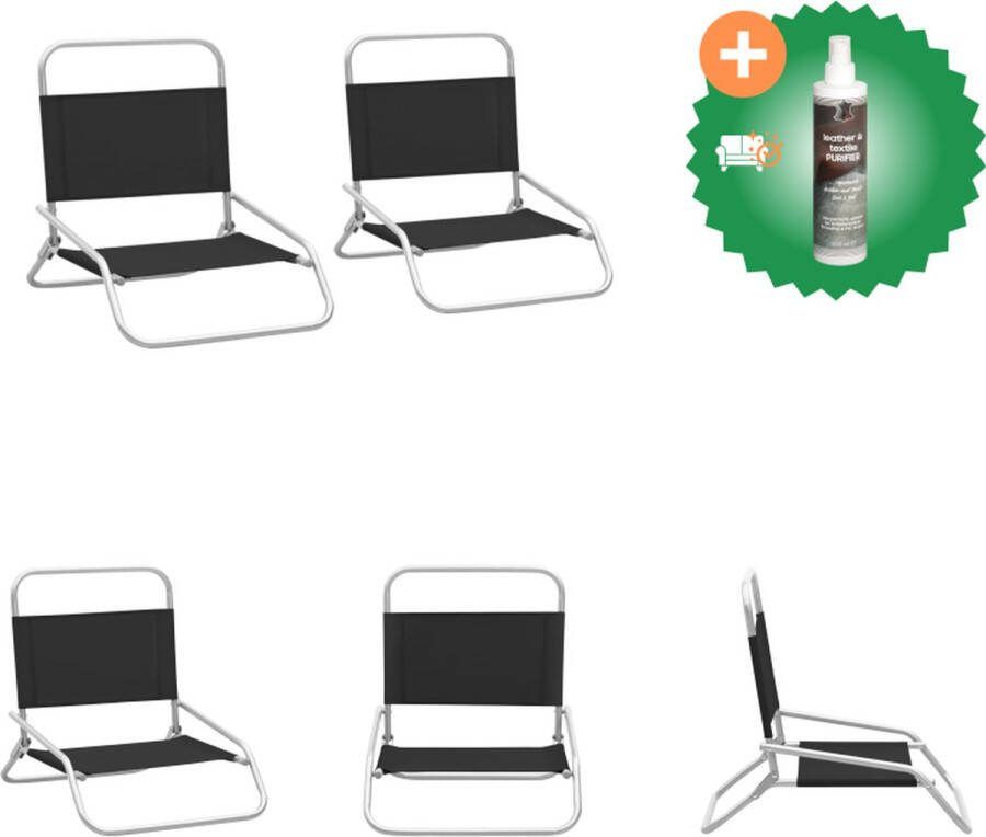 VidaXL Inklapbare Strandstoelenset Zwart 51 x 61 x 58 cm Sterk stalen frame Tuinstoel Inclusief Reiniger