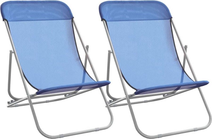 VidaXL -Strandstoelen-2-st-textileen-en-gepoedercoat-staal-blauw