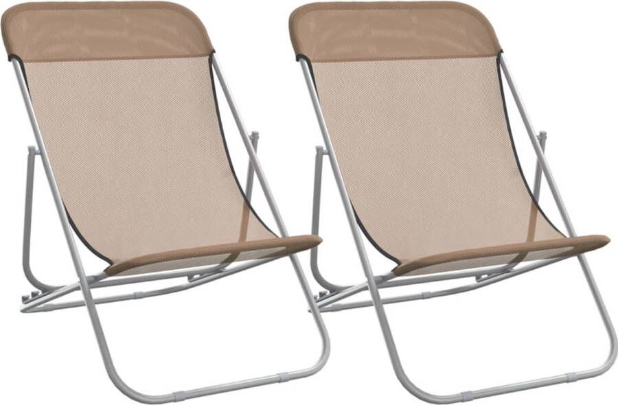 VidaXL -Strandstoelen-2-st-textileen-en-gepoedercoat-staal-taupe