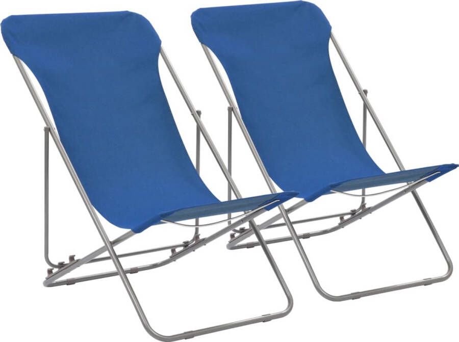 VidaXL -Strandstoelen-inklapbaar-2-st-staal-en-oxford-stof-blauw