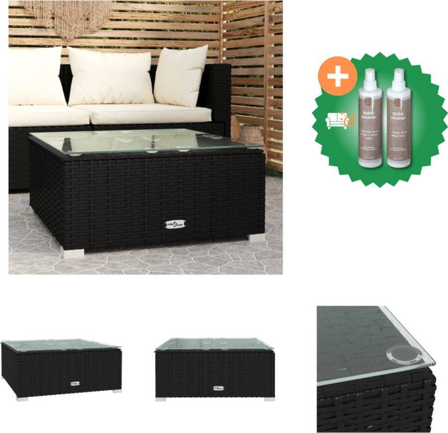 VidaXL Tafel Modulaire balkontafel PE-rattan 60x60x30 cm Zwart Tuinbank Inclusief Onderhoudsset