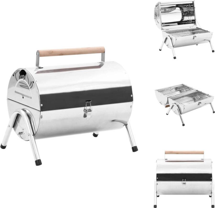 VidaXL Tafelbarbecue Compacte roestvrijstalen grill Draagbaar 42x30x36.8 cm Dubbele roosters Barbecue