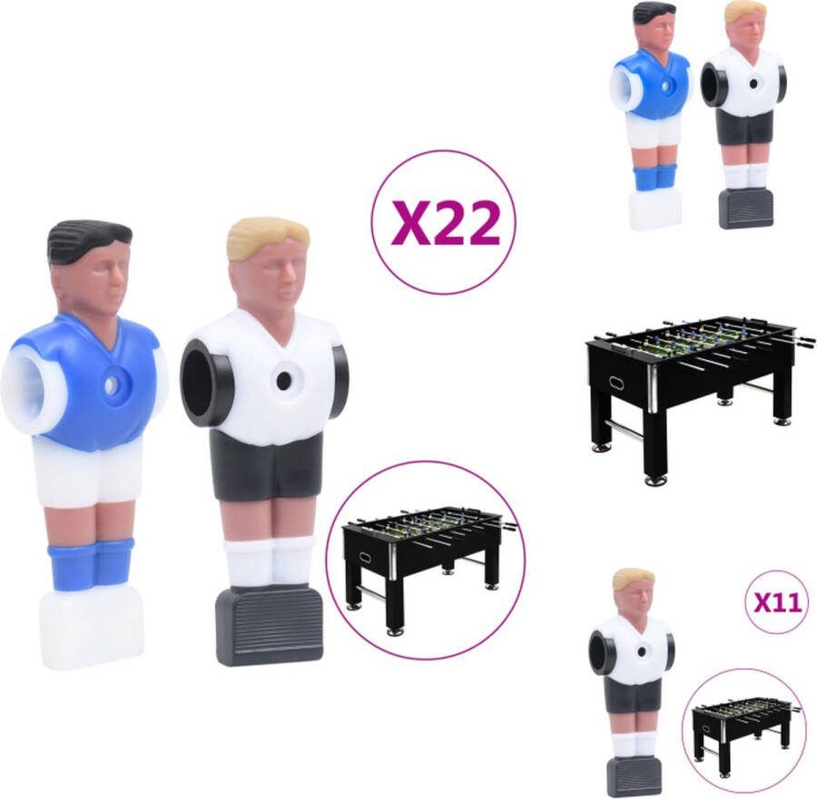 VidaXL Tafelvoetbal Poppen Geschikt voor 15.9 mm Staven Kleur- Wit en Blauw Voetbaltafelpoppetje