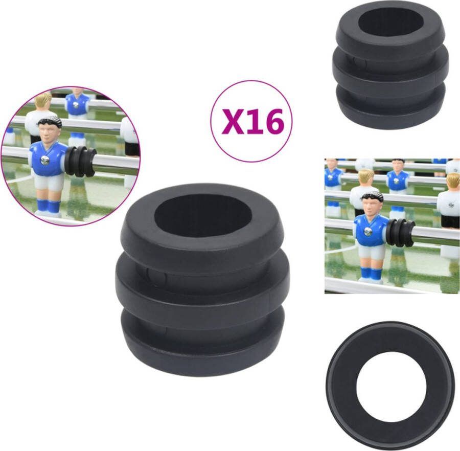 VidaXL Tafelvoetbal Stangstopper 15.9 16 mm Zwart ABS 16 stuks Voetbaltafelpoppetje