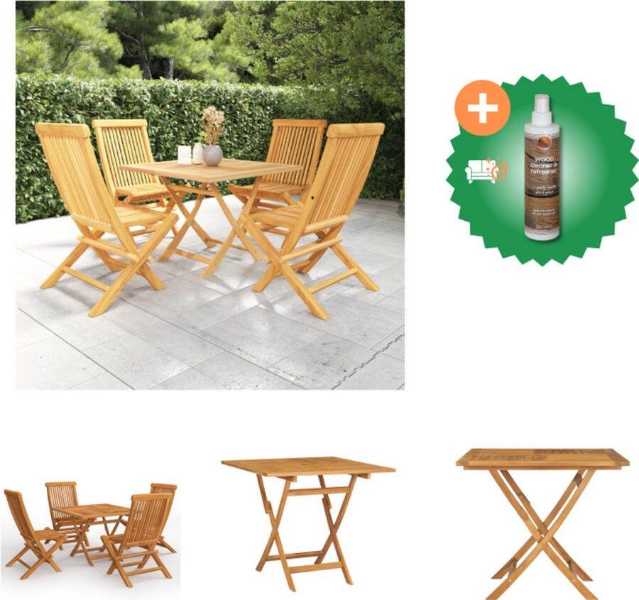 VidaXL Teakhouten Eethoek 85x85x76 cm Inklapbaar en Duurzaam Tuinset Inclusief Houtreiniger en verfrisser