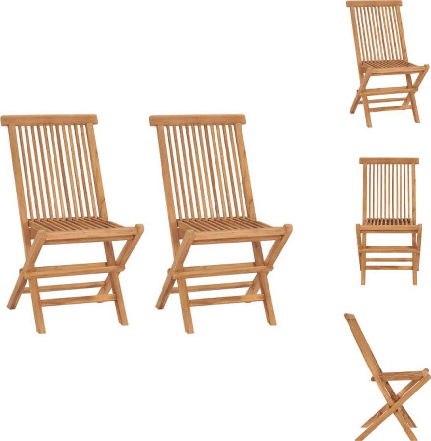 VidaXL Teakhouten Klapstoel 47 x 60 x 89 cm Duurzaam waterbasisafgewerkt hard teakhout Tuinstoel