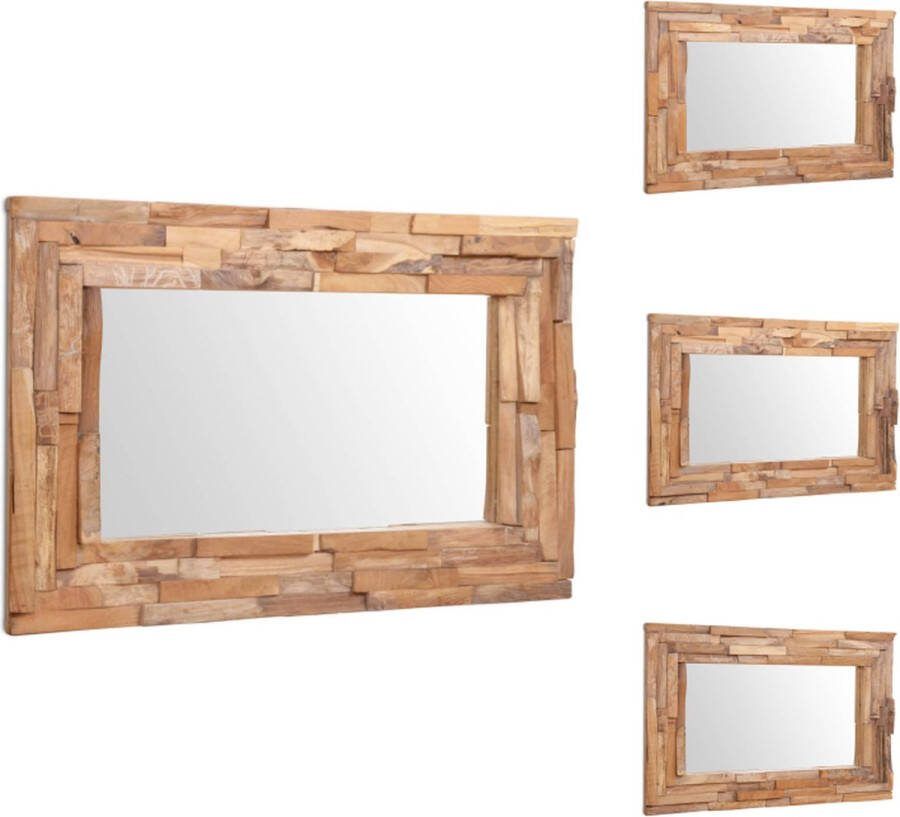 VidaXL teakhouten spiegel Rustieke stijl 90 x 60 cm Handgemaakt Spiegel