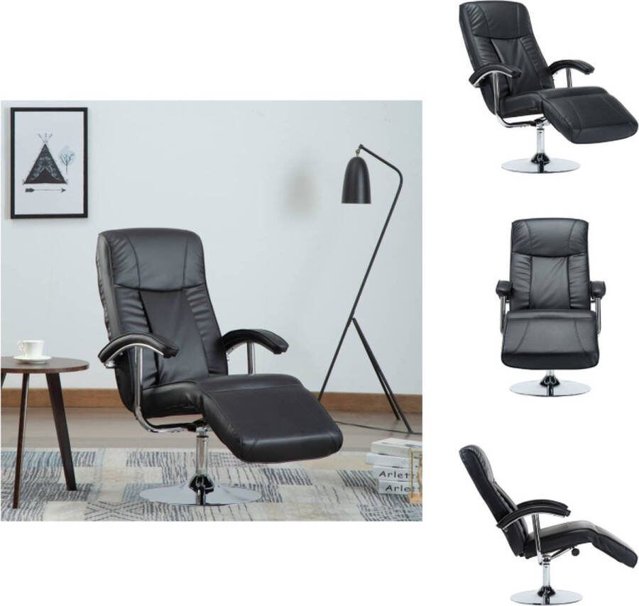 VidaXL Televisiefauteuil Kunstleer Zwart 68 x 137 x 104 cm Verchroomd metalen frame Fauteuil