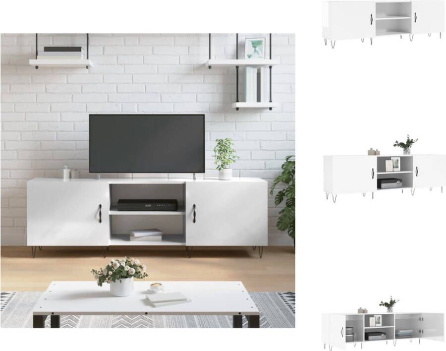 VidaXL Televisiekast Oakland Tv-meubel Hoogglans wit 150 x 30 x 50 cm Bewerkt hout en ijzer Kast