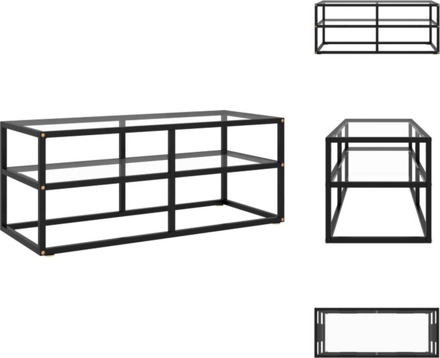 VidaXL Televisiekast Transparant Zwart 100 x 40 x 40 cm Gehard glas Gepoedercoat staal Kast