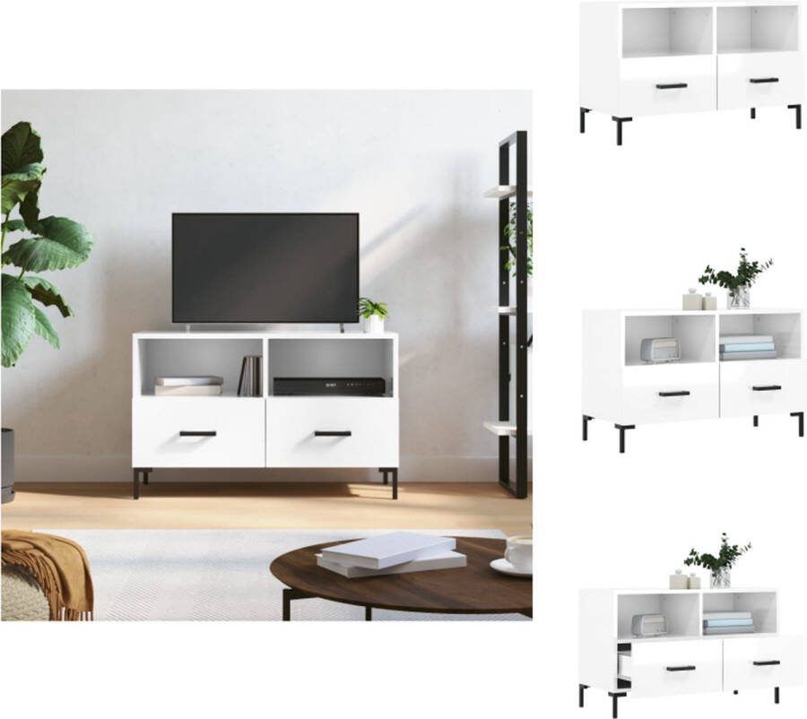 VidaXL Televisiekast Trendy TV-meubel 80 x 36 x 50 cm Hoogglans wit Kast
