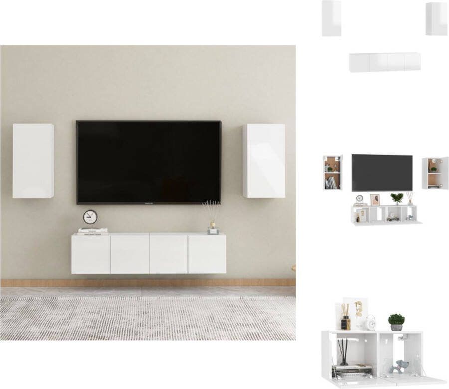 VidaXL Televisiekast TV-meubel (L) TV-meubel (M) Hoogglans Wit Spaanplaat Afmetingen- 60 x 30 x 30 cm (L) 30.5 x 30 x 60 cm (M) Montage vereist Kast