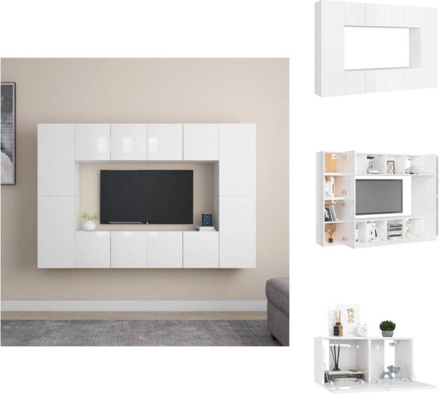 VidaXL Televisiekast TV-meubel voor aan de muur Hoogglans wit Spaanplaat Afmetingen (L)- 60 x 30 x 30 cm Afmetingen (M)- 30.5 x 30 x 60 cm Montage vereist Levering bevat- 4 x tv-meubel (L) 4 x tv-meubel (M) Kast