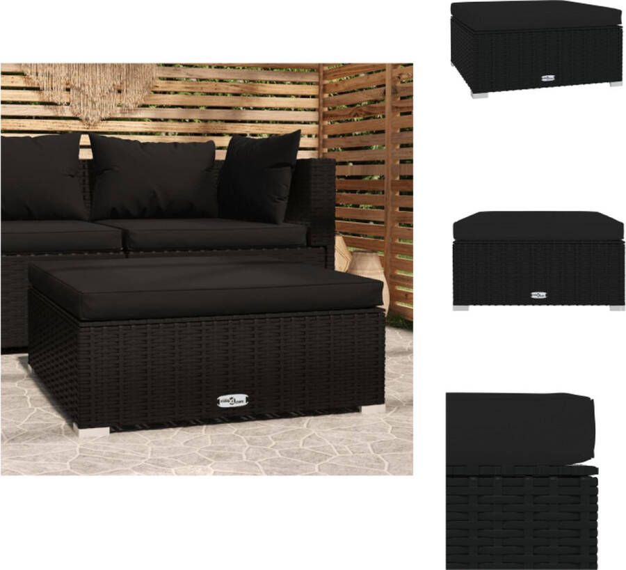 VidaXL Terraspoef Zwart 70x70x30 cm Waterdicht PE-rattan Stevig gepoedercoat stalen frame Inclusief zitkussen Montage vereist Tuinbank