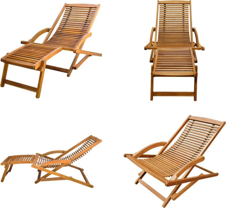 VidaXL Terrasstoel met voetensteun massief acaciahout Ligstoel Ligstoelen Lig Stoel Lig Stoelen