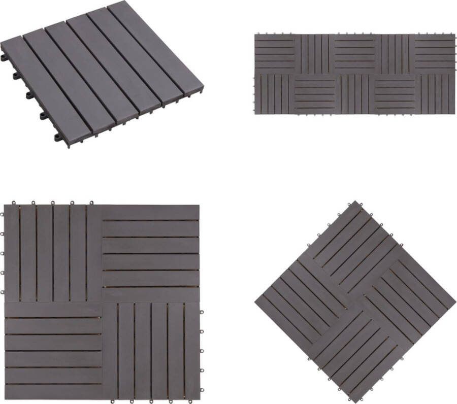 VidaXL Terrastegels 10 st 30x30 cm massief acaciahout greywash Terrastegel Terrastegels Patiotegel Patiotegels