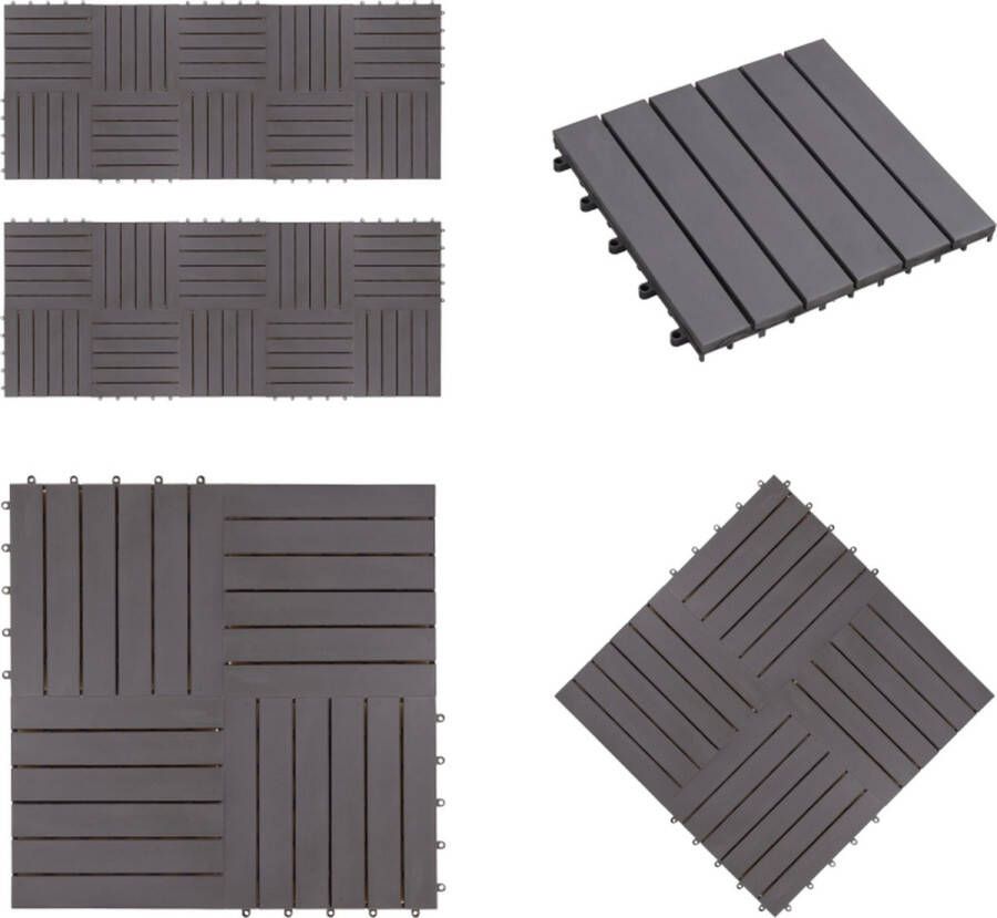 VidaXL Terrastegels 20 st 30x30 cm massief acaciahout greywash Terrastegel Terrastegels Patiotegel Patiotegels