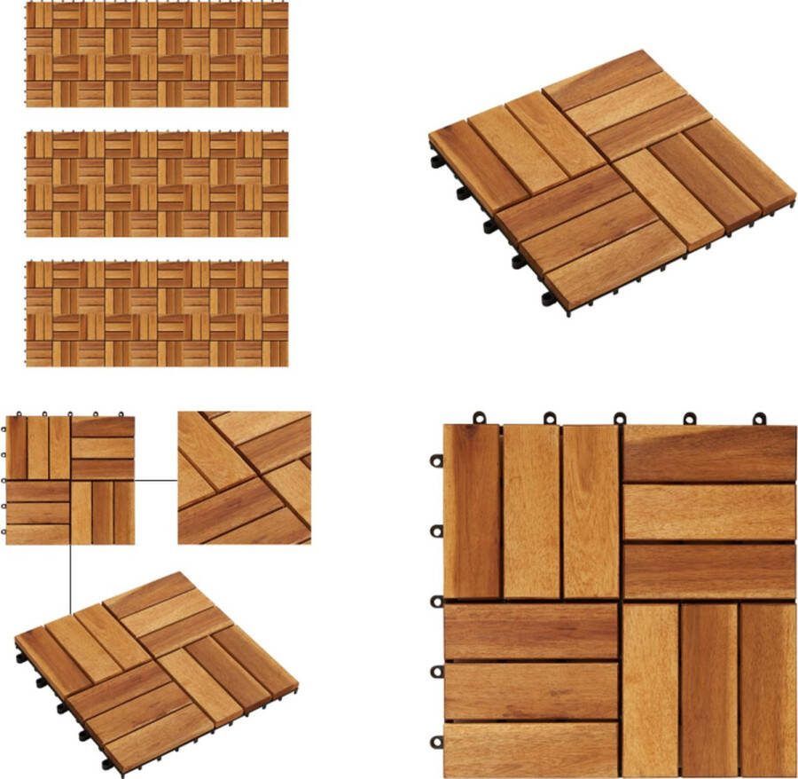 VidaXL Terrastegels 30 x 30 cm Acacia set van 30 Terrastegel Terrastegels Tegel Tegels