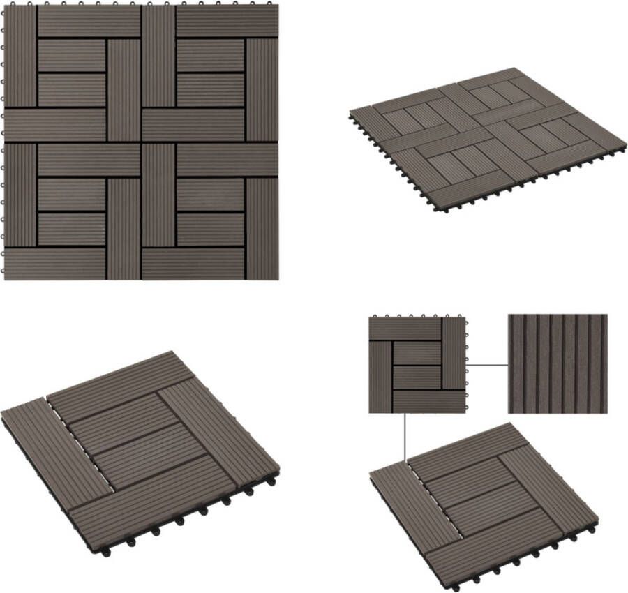 VidaXL Terrastegels 30x30 cm 1 m² HKC donkerbruin 11 st Terrastegel Terrastegels Terras Tegel Terras Tegels