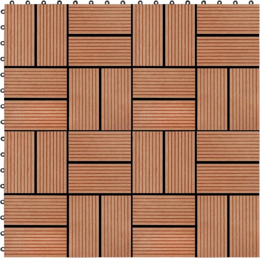 VidaXL Terrastegels 30x30 cm 1 m² HKC teakkleur 11 st