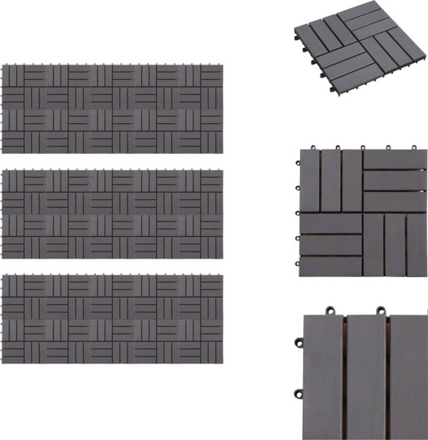 VidaXL Terrastegels 30x30cm Greywash Anti-slip Massief Acacia Hardhout Vloer