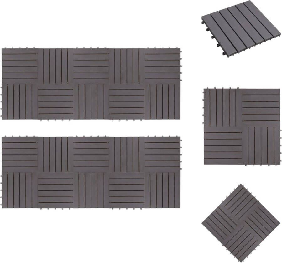 VidaXL Terrastegels Acacia Hardhout 30 x 30 cm Greywash Vloer