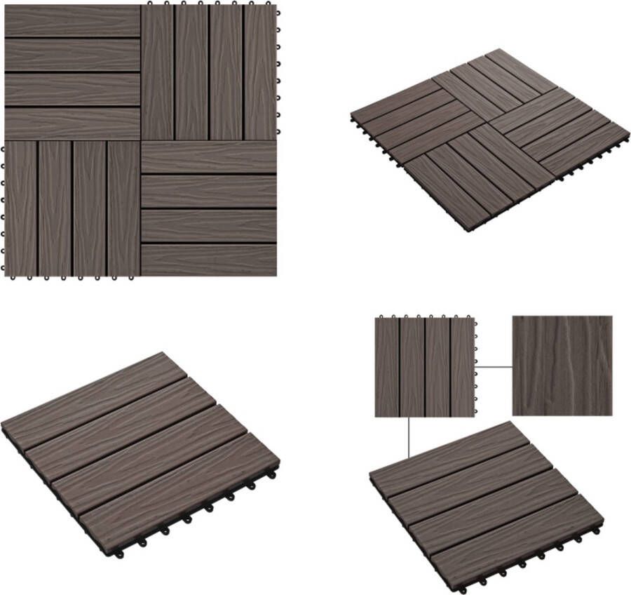 VidaXL Terrastegels diep reliëf 30x30 cm 1 m² HKC donkerbruin 11 st Terrastegel Terrastegels Terras Tegel Terras Tegels