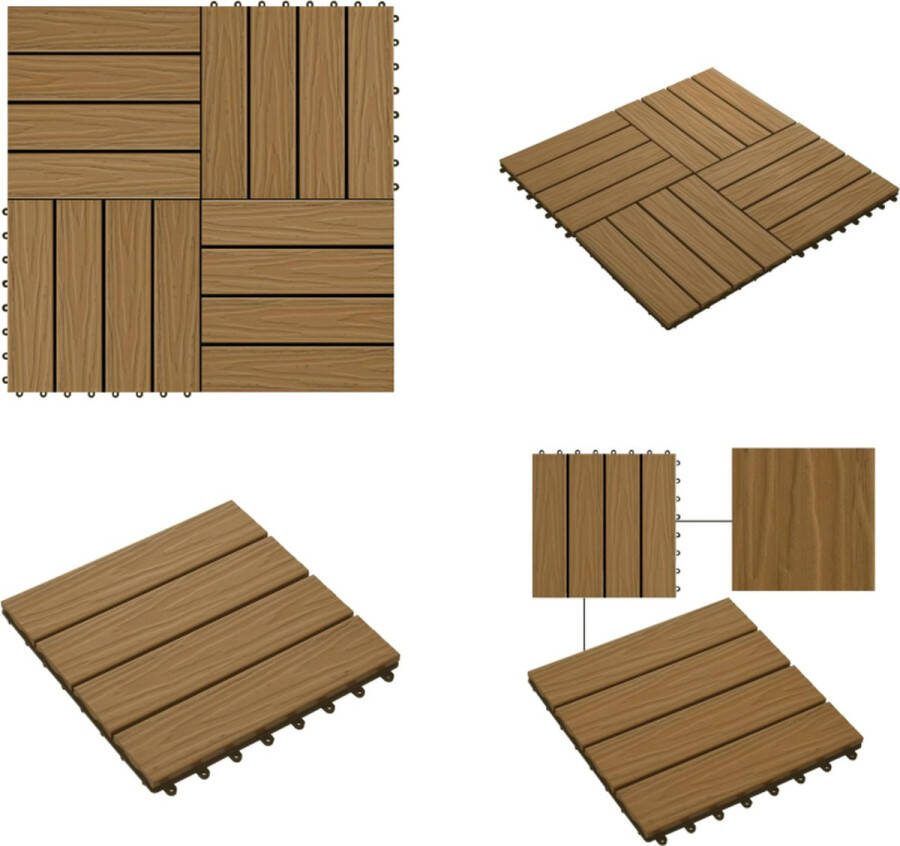VidaXL Terrastegels diep reliëf 30x30 cm 1 m² HKC teakkleur 11 st Terrastegel Terrastegels Terras Tegel Terras Tegels