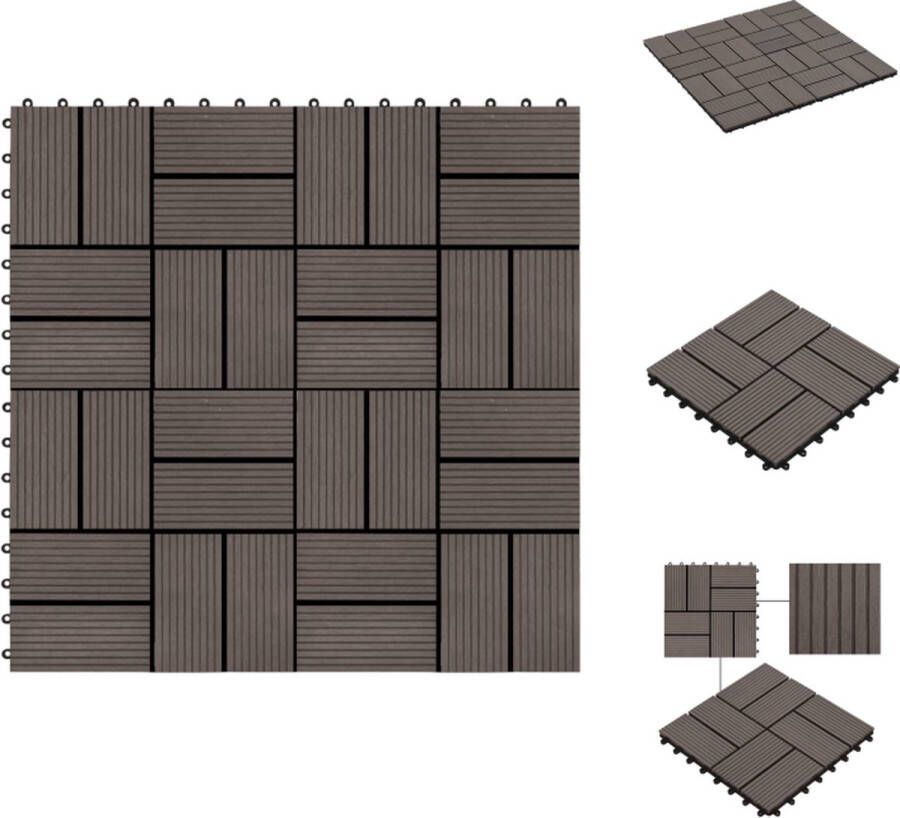 VidaXL Terrastegels HKC 30 x 30 cm Donkerbruin Vloer